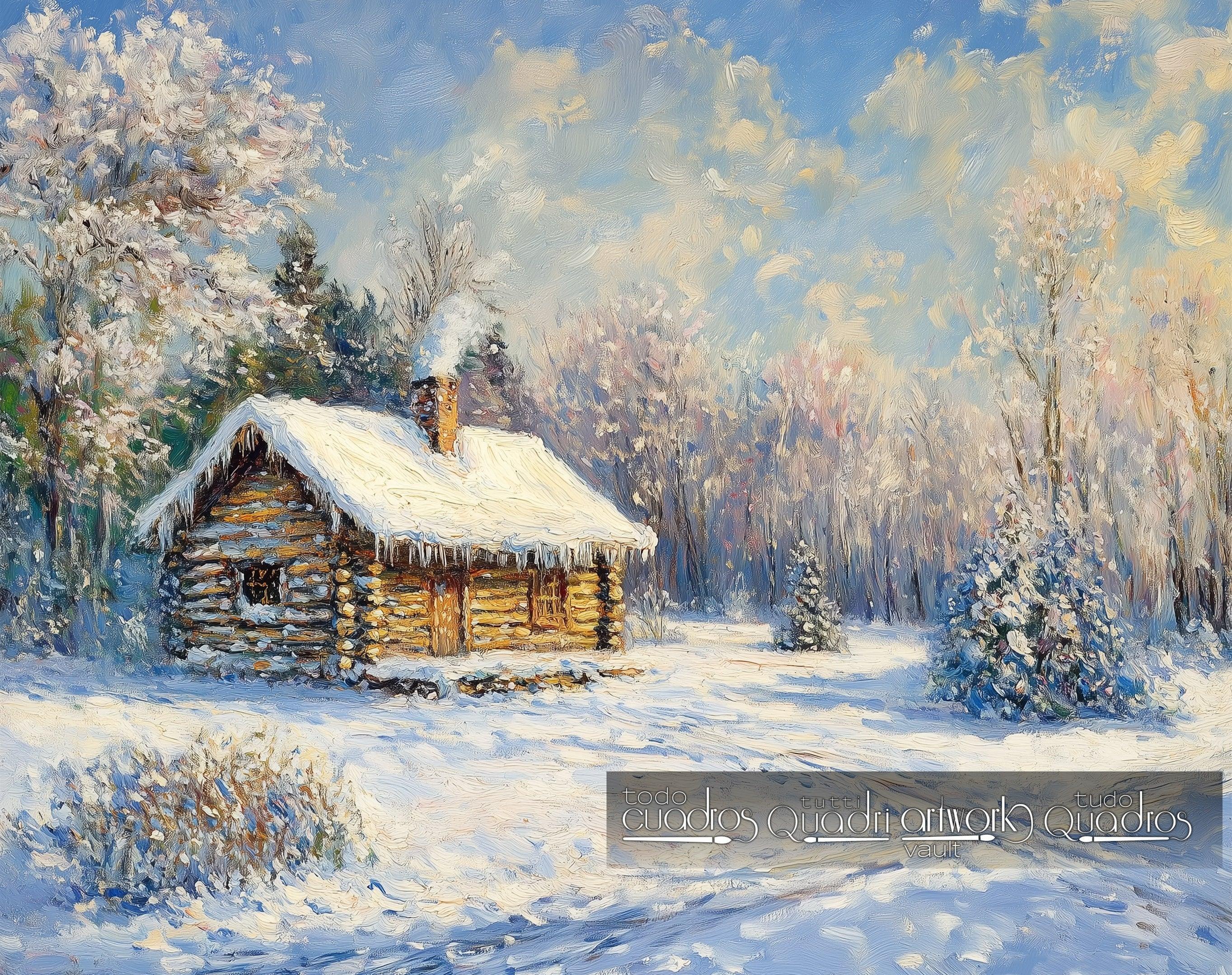 Winterflüstern, im Stil von Monet