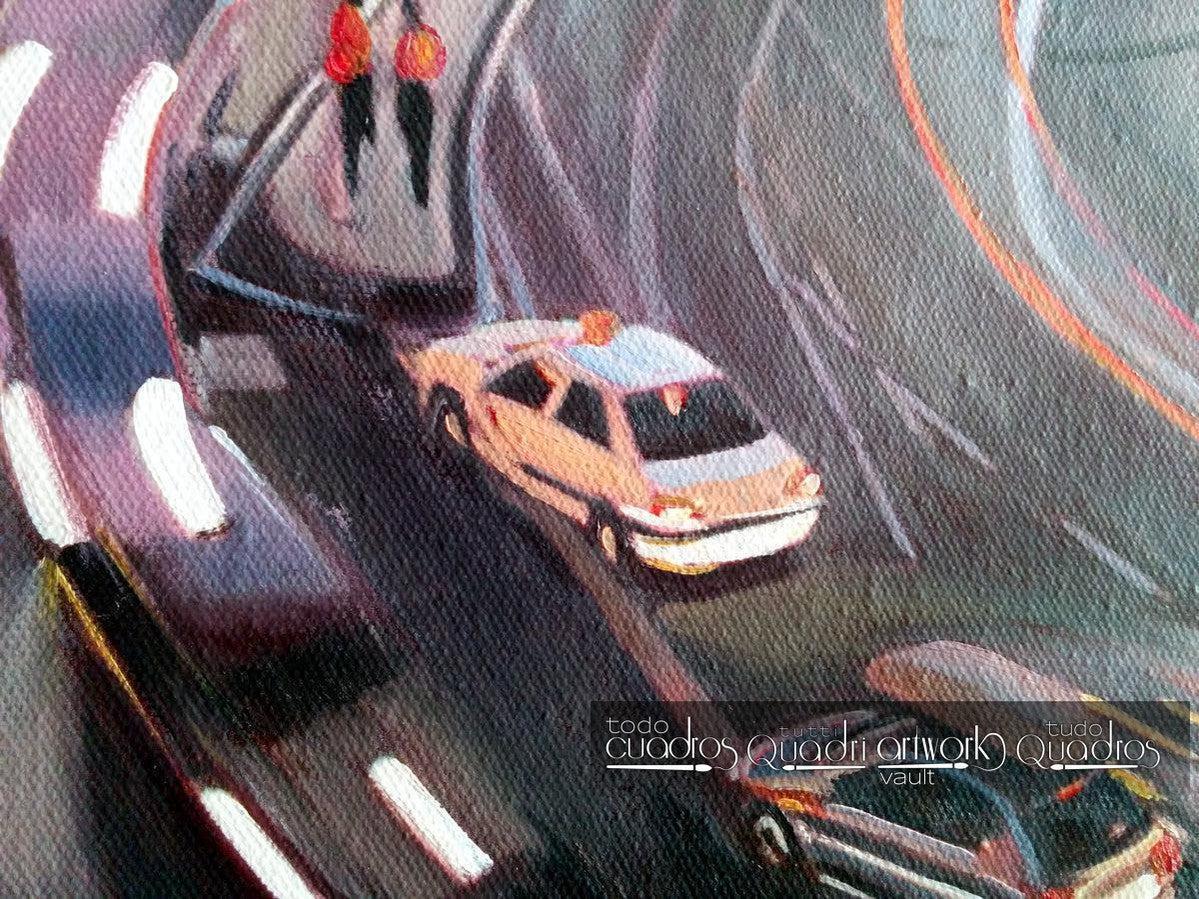 Die Gran Vía von Madrid bei Nacht