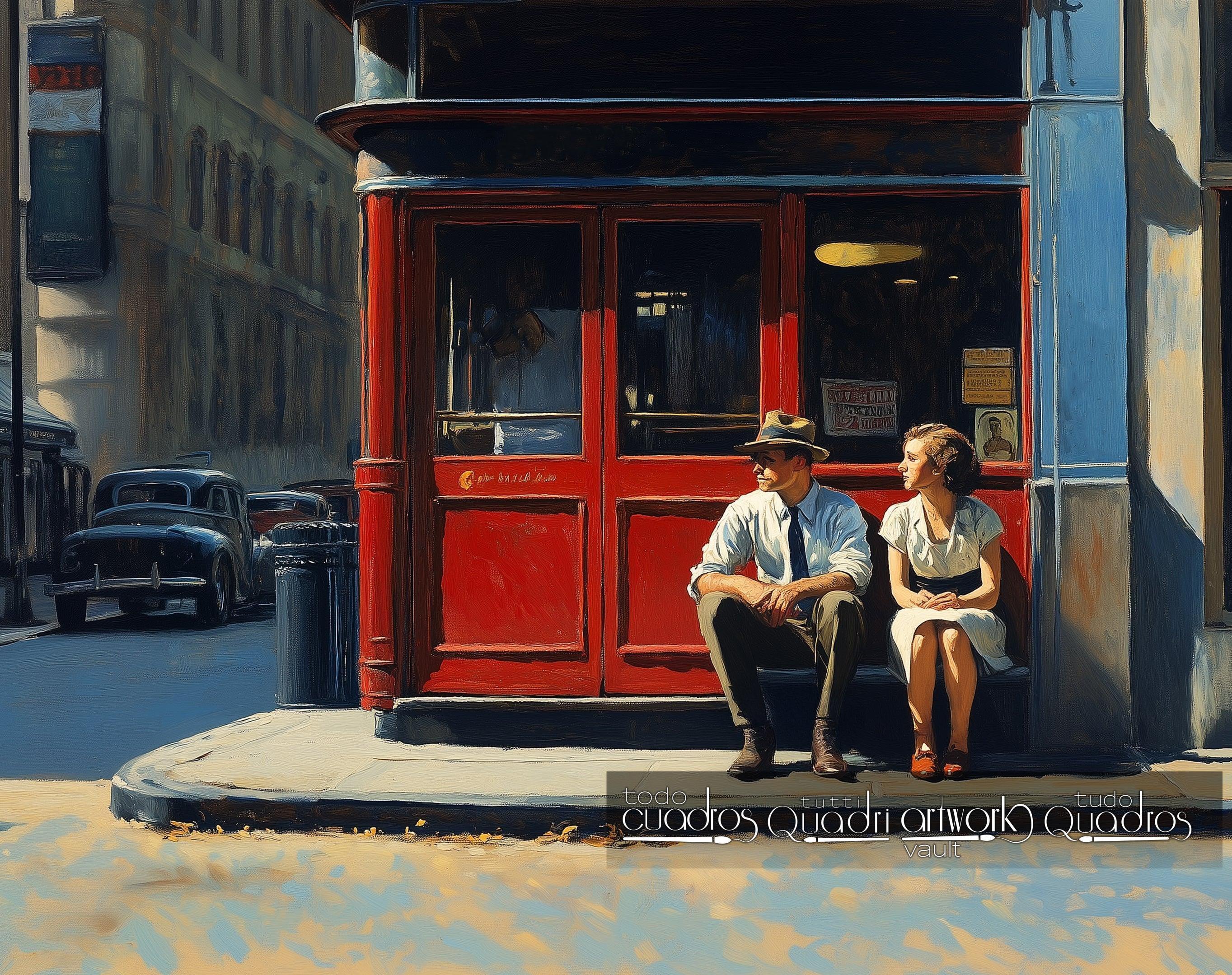 Geteiltes Warten, im Stil von Hopper