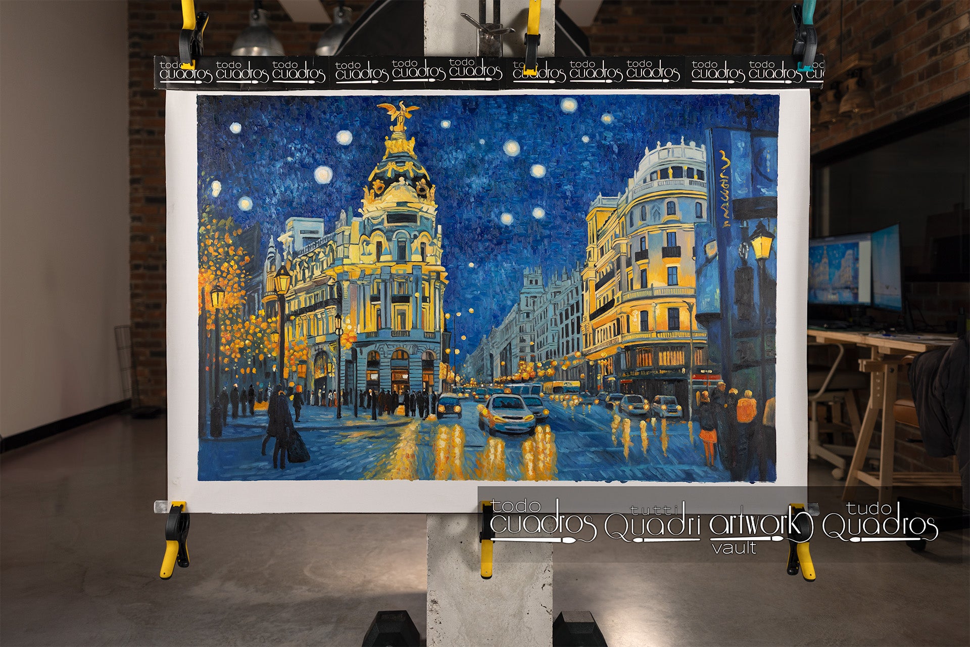 Nacht in Madrid, im Stil von Van Gogh