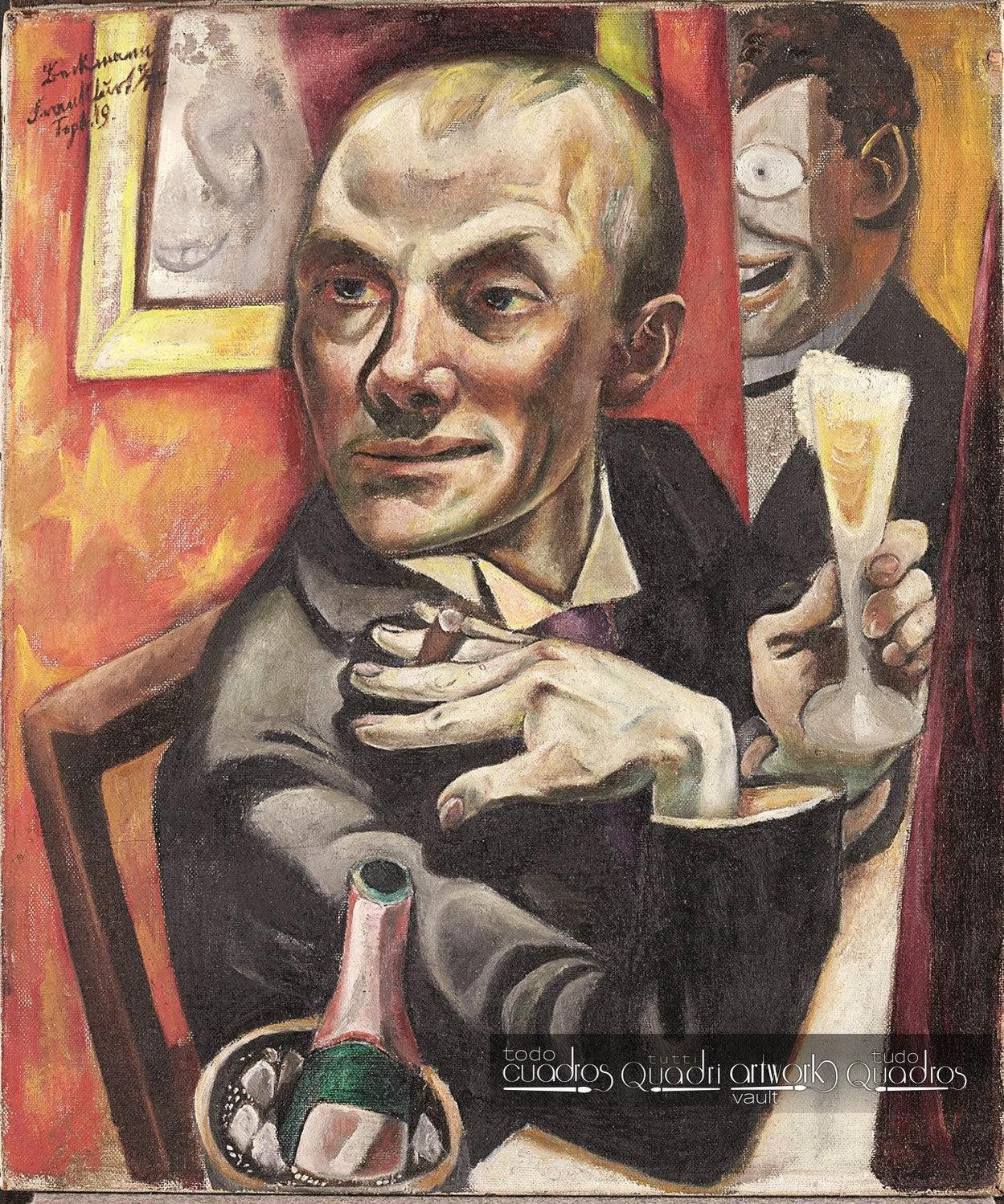 Selbstbildnis mit Champagnerglas, Max Beckmann