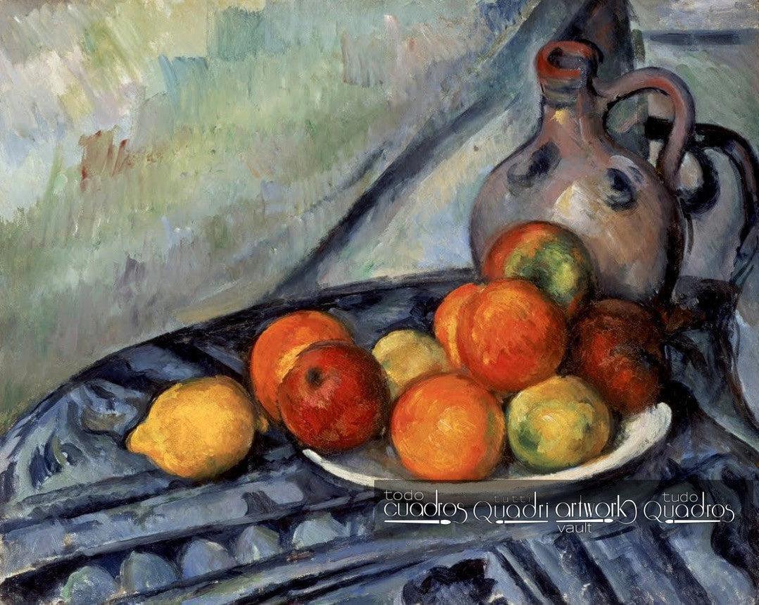 Obst und ein Krug auf einem Tisch, Cézanne