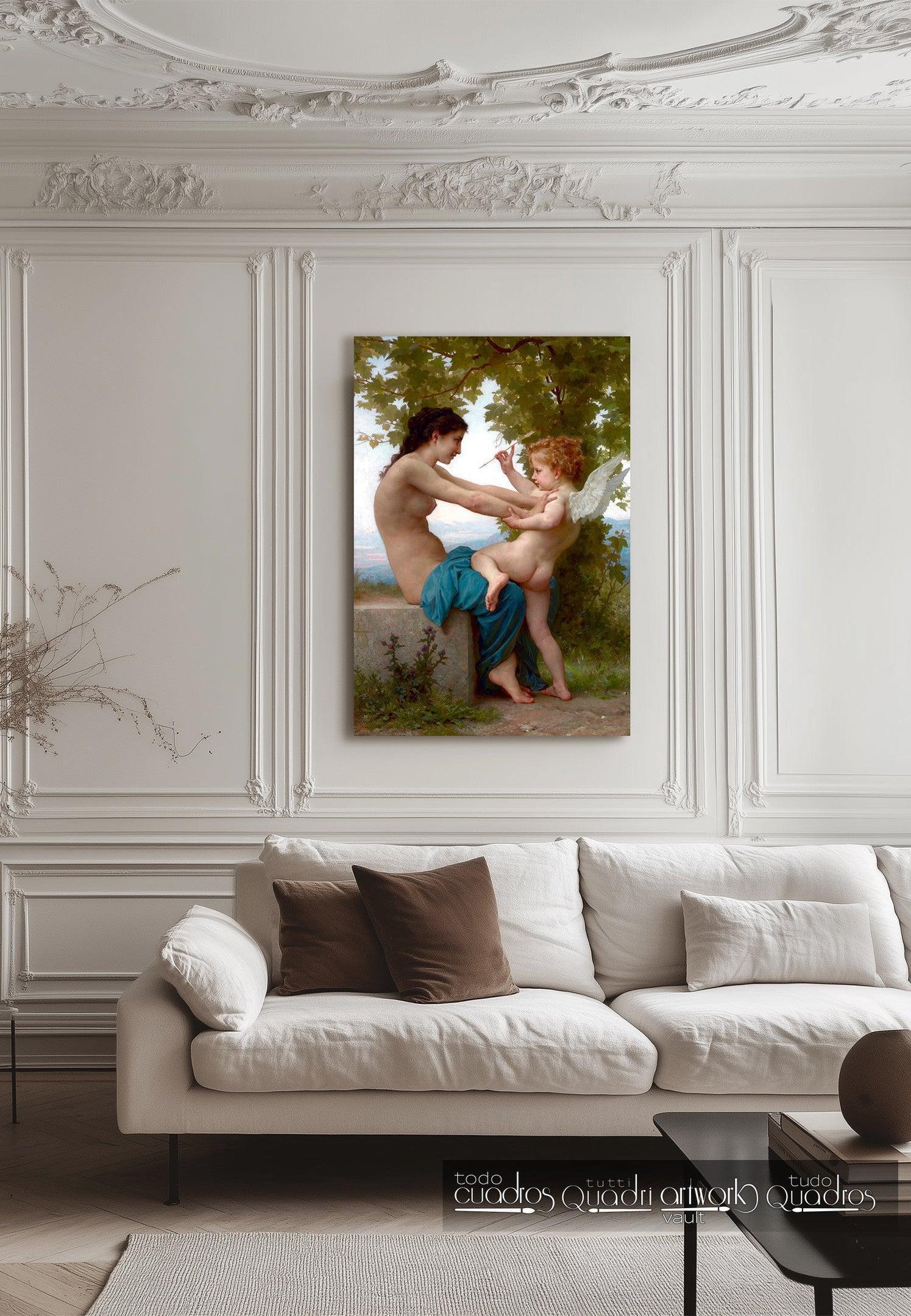 Junges Mädchen verteidigt sich gegen Eros, Bouguereau