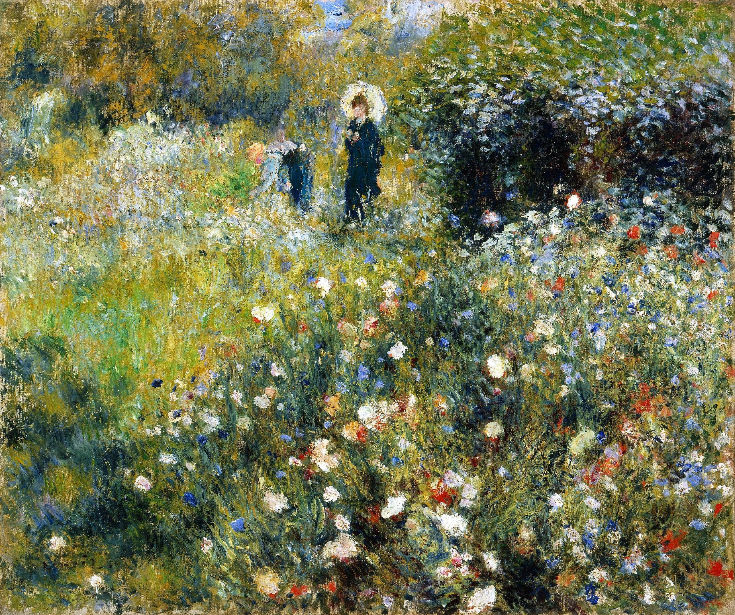 Frau mit Sonnenschirm in einem Garten, Renoir