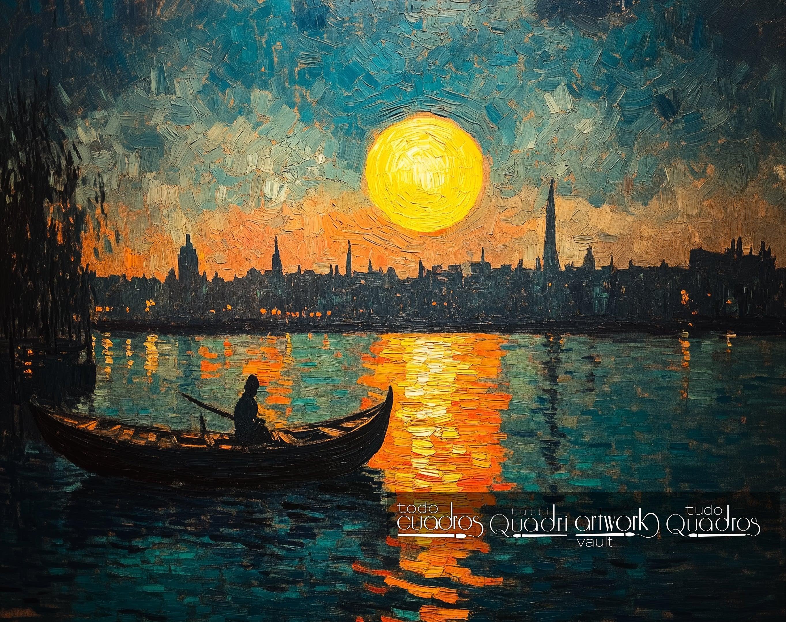 Sonneneindruck in Paris, im Stil von Van Gogh